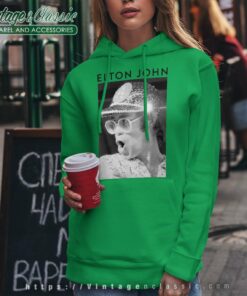 Elton John Black & White Photo Sequin Cap Hoodie