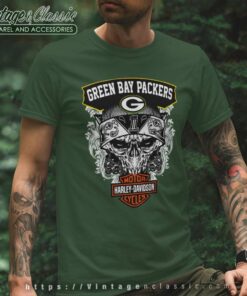 Green Bay Packers Harley Daivsion Skull Shirt - High-Quality Printed Brand