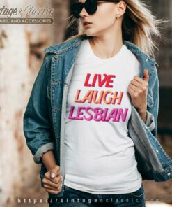 Live Laugh Lesbian Pride V Neck TShirt