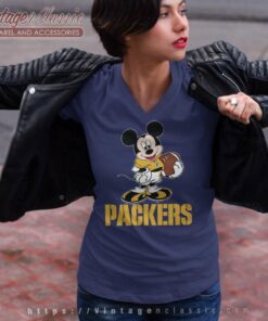 Mickey Mouse Green Bay Packers V Neck TShirt