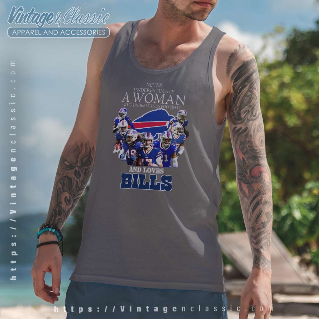 Peanut Characters Never Underestimate A Woman Who Understands Football And  Loves Buffalo Bills Shirt, hoodie, sweater, long sleeve and tank top