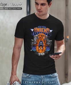 New York Knicks Spiderman Basketball Black T Shirt