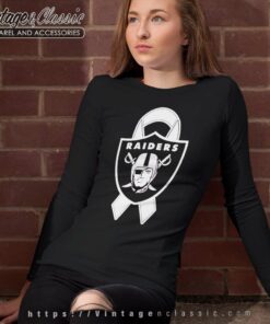 Oakland Raiders Breast Cancer Ribbon Long Sleeve Tee