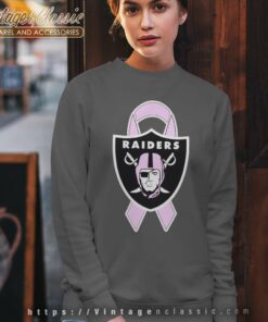 Oakland Raiders Breast Cancer Ribbon Sweatshirt
