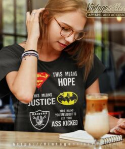 Oakland Raiders Superman Means Batman Women TShirt