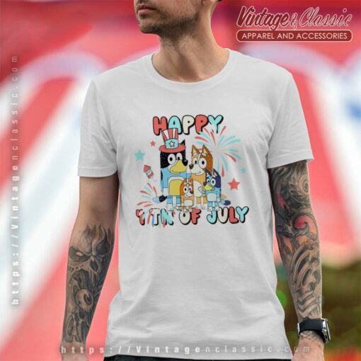 Red White Bluey Family Independence Day Shirt
