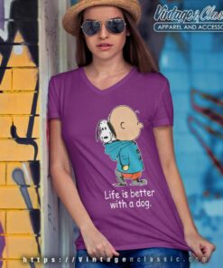 Snoopy And Charlie Brown Life Is Better With A Dog V Neck TShirt