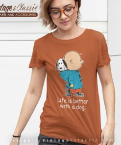 Snoopy And Charlie Brown Life Is Better With A Dog Women TShirt