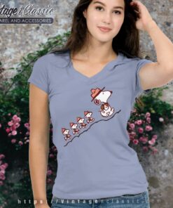 Snoopy And Woodstock Hiking V Neck TShirt