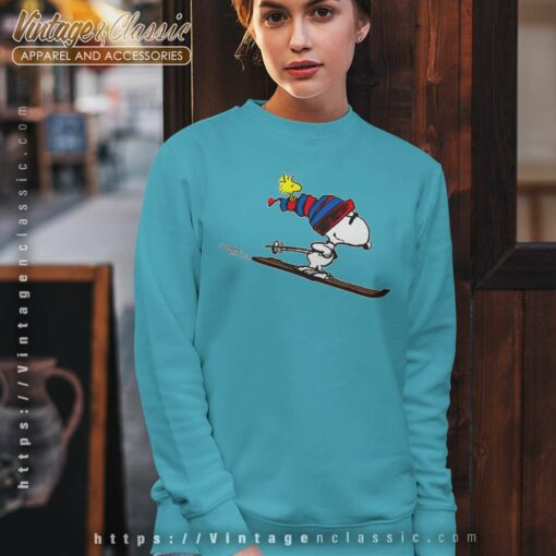 Snoopy And Woodstock Skiing Shirt