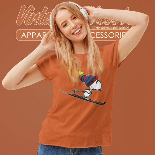 Snoopy And Woodstock Skiing Shirt