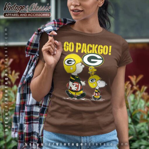 Snoopy Charlie Brown Go Pack Go Green Bay Packers Shirt