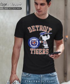 Snoopy Detroit Tigers 80s Baseball T Shirt