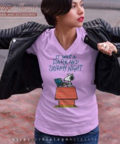 Snoopy It Was A Dark And Stormy Night V Neck TShirt