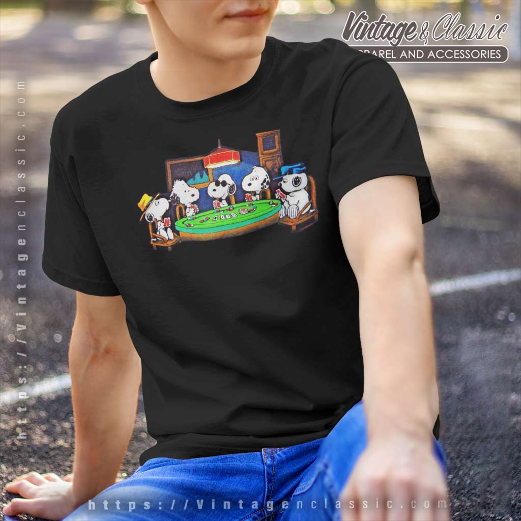 Snoopy Peanuts Dogs Playing Poker Shirt - High-Quality Printed