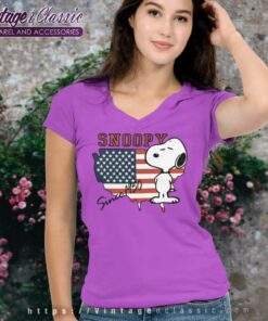 Snoopy Since 1950 American Flag V Neck TShirt