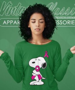 Snoopy Support Breast Cancer Long Sleeve Tee