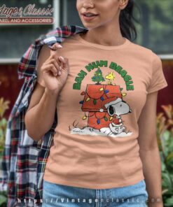 Snoopy Woodstock Bah Hum Beagle Christmas Women TShirt