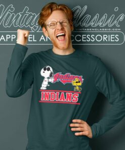 Snoopy Woodstock Cleveland Indians Long Sleeve Tee