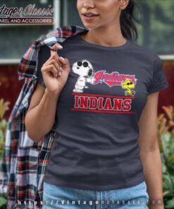 Snoopy Woodstock Cleveland Indians Women TShirt
