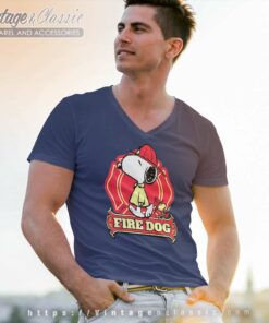 Snoopy Woodstock Fire Dog V Neck TShirt