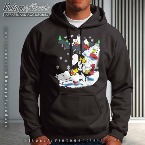 Snoopy Woodstock Snow Sledding Christmas Shirt