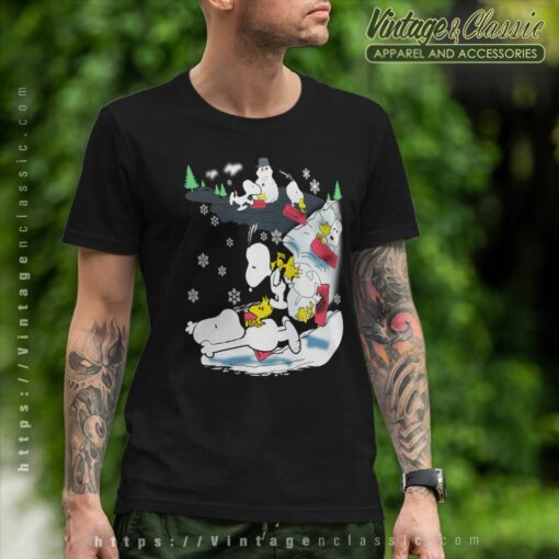 Snoopy Woodstock Snow Sledding Christmas Shirt