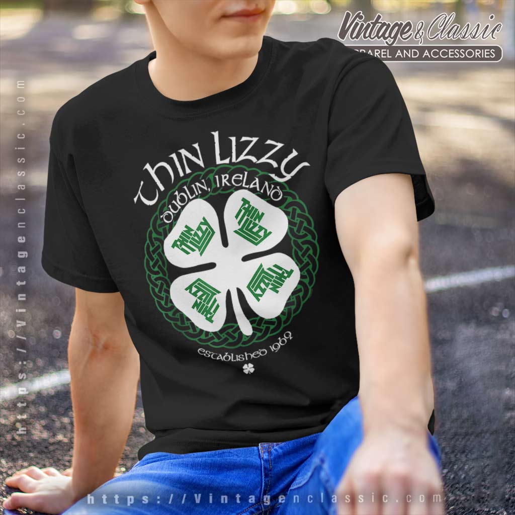 Thin Lizzy Shirt Celtic Shamrock - Vintagenclassic Tee