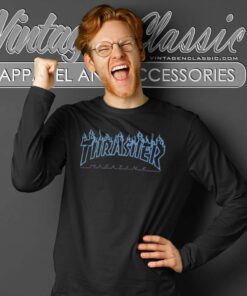 Thrasher Blue Flame Long Sleeve Tee