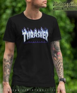 Thrasher Magazine Flame Purple Logo T Shirt