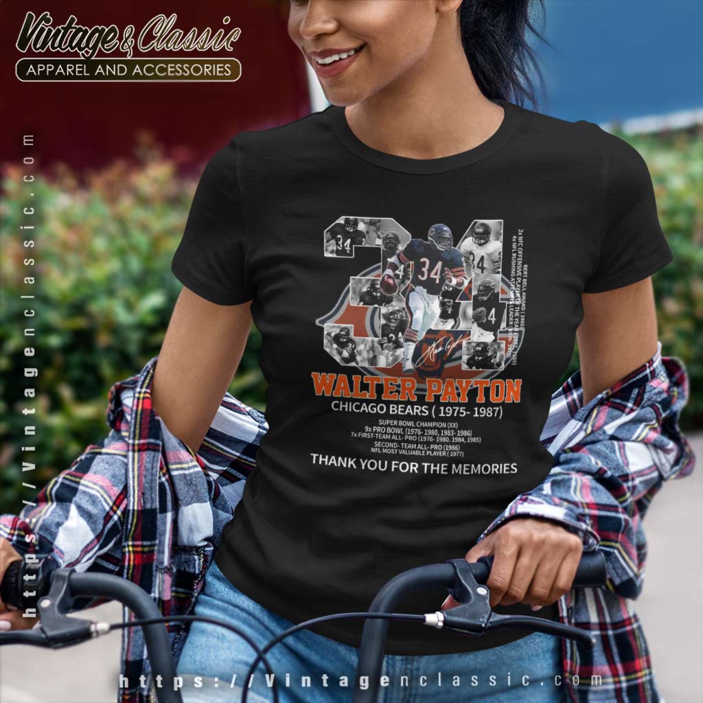Walter Payton Chicago Bears 1975 1987 Signatures Thank For The Memories  Shirt - High-Quality Printed Brand