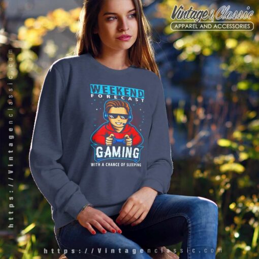 Weekend Forecast Gaming Cool Gamer Teen Boy Video Games Shirt