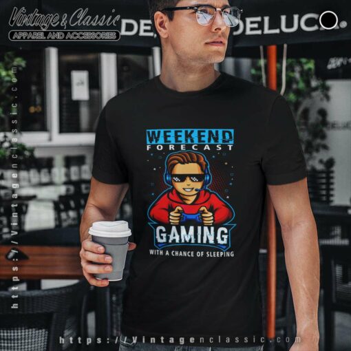 Weekend Forecast Gaming Cool Gamer Teen Boy Video Games Shirt