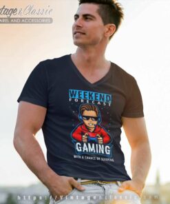 Weekend Forecast Gaming Cool Gamer Teen Boy Video Games V Neck TShirt