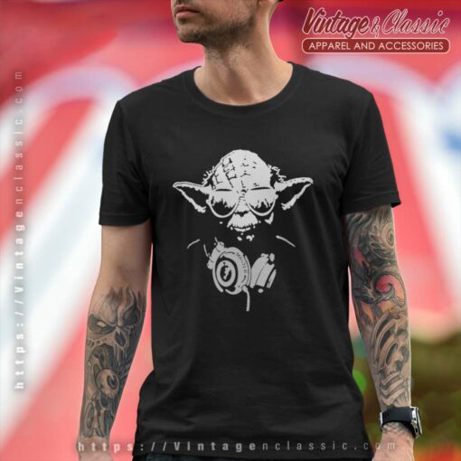 Yoda Sungless With Silver Earphones Star Wars Shirt