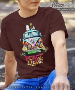 Snoopy Car Peace And Love Hippie T Shirt