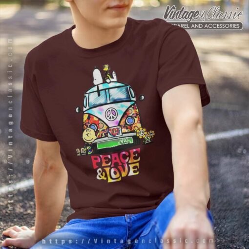 Snoopy Car Peace And Love Hippie Shirt