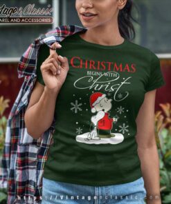 Snoopy Charlie Brown Christmas Begins With Christ Women TShirt
