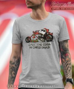 Snoopy I Put The Cool In Christmas Motorcycle T Shirt