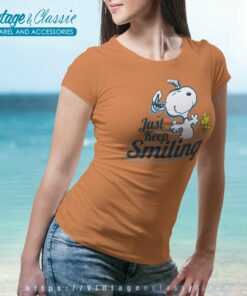 Snoopy Woodstock Just Keep Smiling Women TShirt