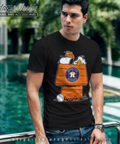 ﻿Snoopy Woodstock Houston Astros Baseball T Shirt