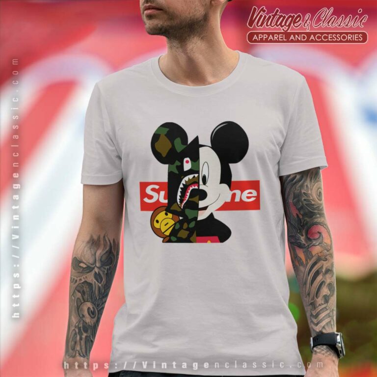 Supreme Mickey Mouse Bape Shirt - Vintagenclassic Tee