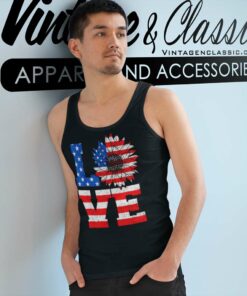 American Flag Sunflower Love 4th Of July Tank Top Racerback