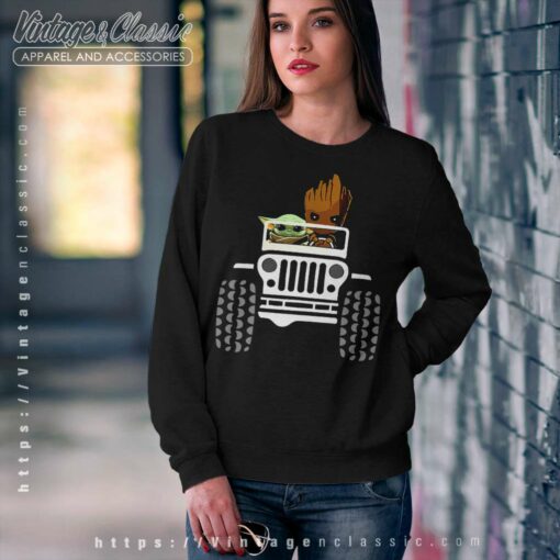 Baby Yoda And Baby Groot Driving Jeep Shirt