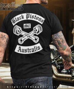 Black Pistons Mc Australia T shirt Backside
