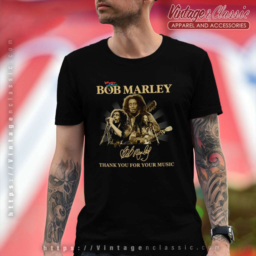 Bob Marley Signature Thank You For Your Music Shirt - Vintagenclassic Tee