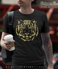 Gold Foil Tiger Face Purple And Gold Game Day Shirt
