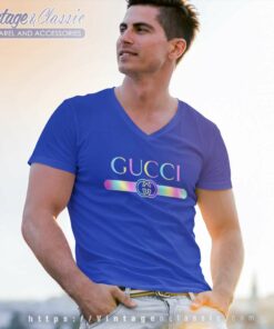 Gucci Rainbow Logo V Neck TShirt