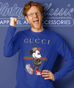 Gucci Stripe Stylish Mickey Mouse Long Sleeve Tee