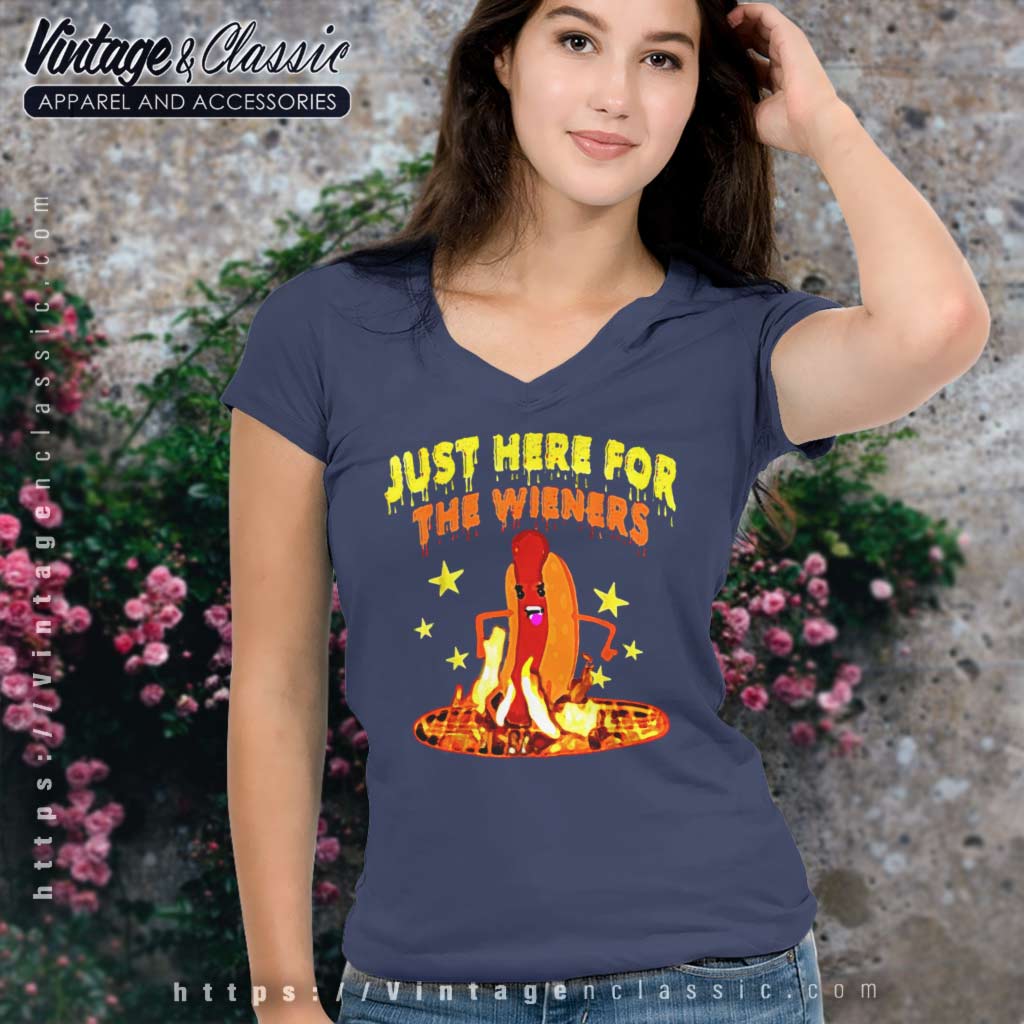 Hot Dog Just Here For The Wieners 4th Of July T-shirt